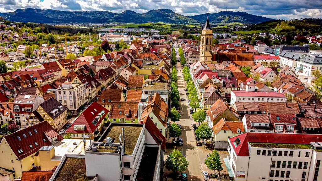 Eine Luftaufnahme der Balinger Innenstadt