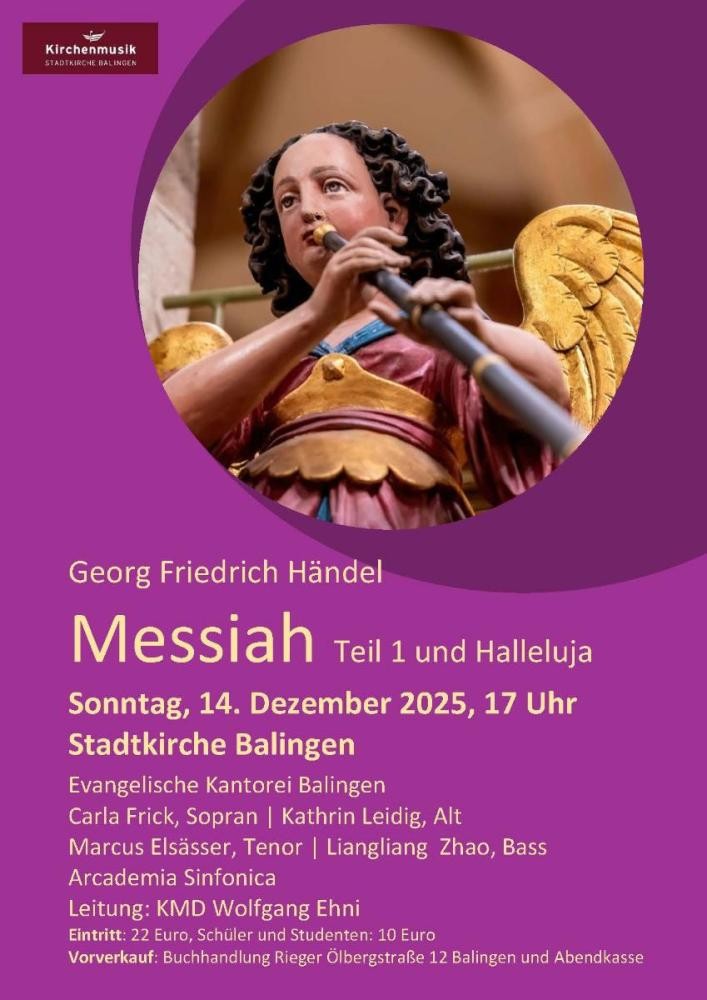 Veranstaltungsplakat Messiah Teil 1 und Halleluja Veranstaltungsplakat Messiah Teil 1 und Halleluja