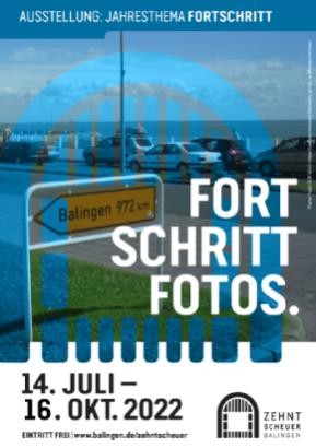 Titelgrafik der Fortschrittfotos mit einem Wegweiser "Balingen 972km"