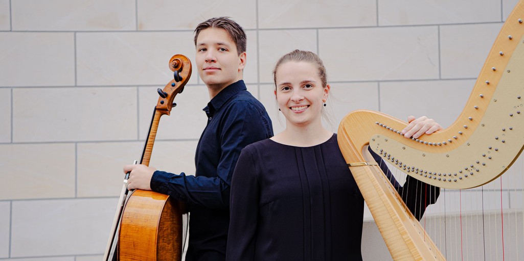 Michael Wehrmeyer (Violoncello) und Johanna Dorothea Görißen (Harfe