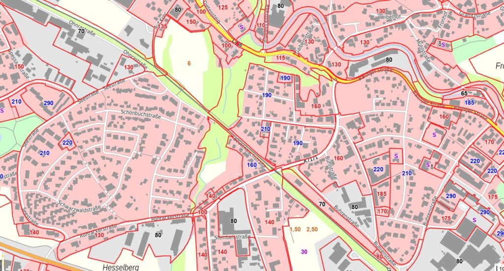 Planauszug mit Bodenrichtwerten