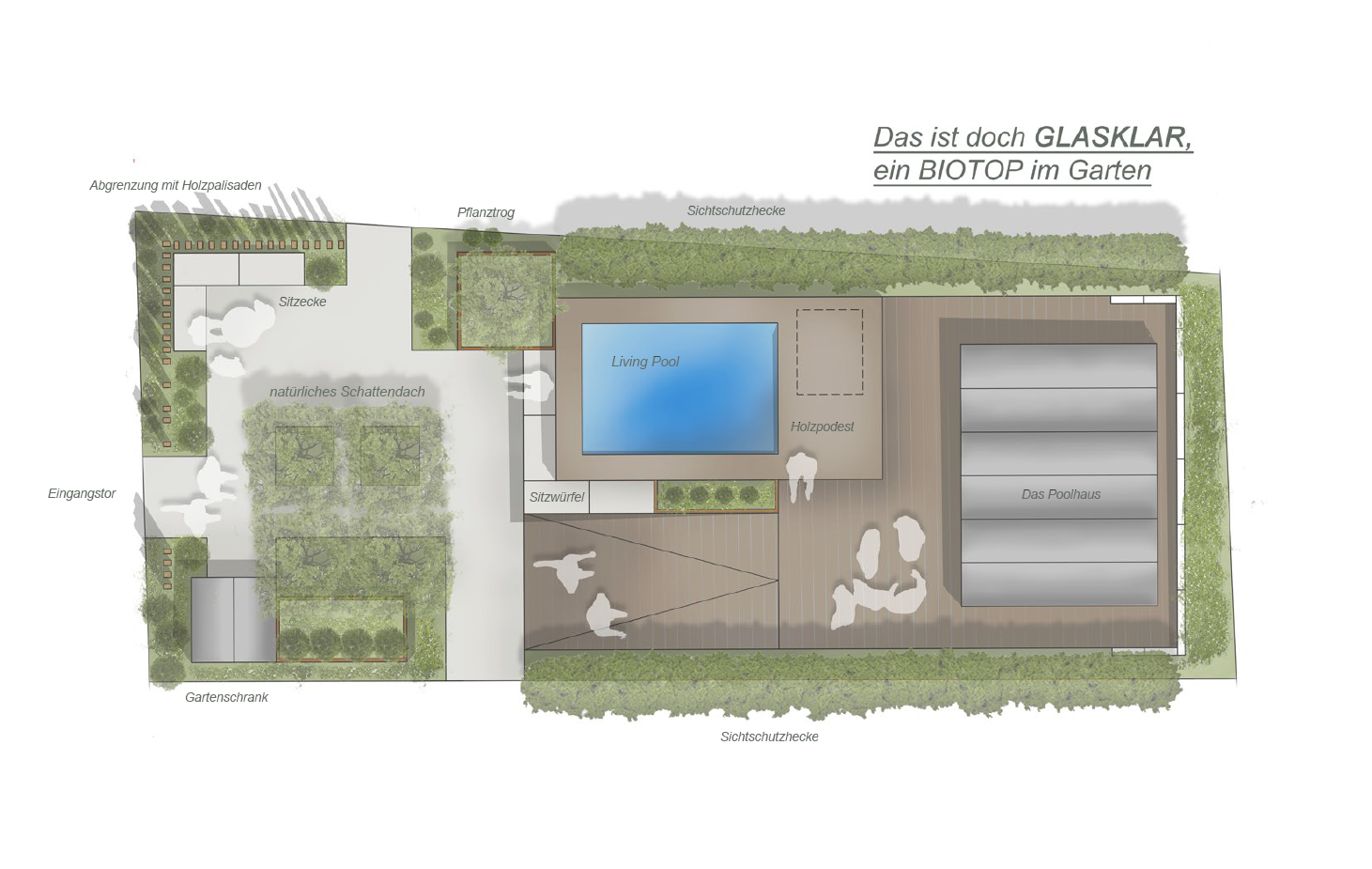 Zeichnung "BIOTOP im Garten"