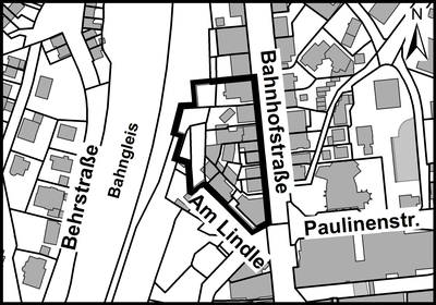 Lageplan mit Abgrenzung Bahnhofstraße / Am Lindle , Balingen