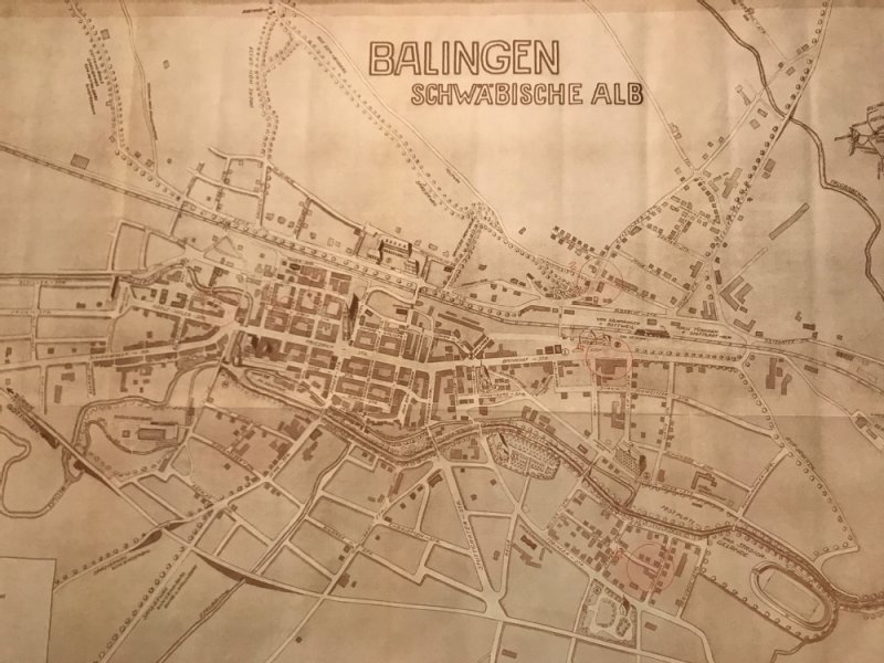 Stadtplan der Balinger Kernstadt aus dem Jahr 1936