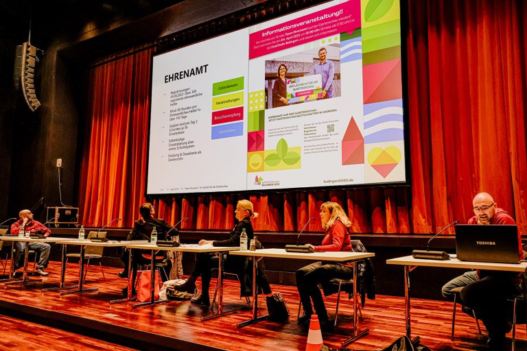 Die Fachbereichsleitungen  präsentieren die Gartenschau mit Schwerpunkt auf die möglichen Ehrenamtstätigkeiten. Foto: Bossenmaier