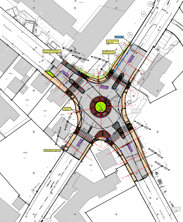 Plan des neuen Kreisverkehrs