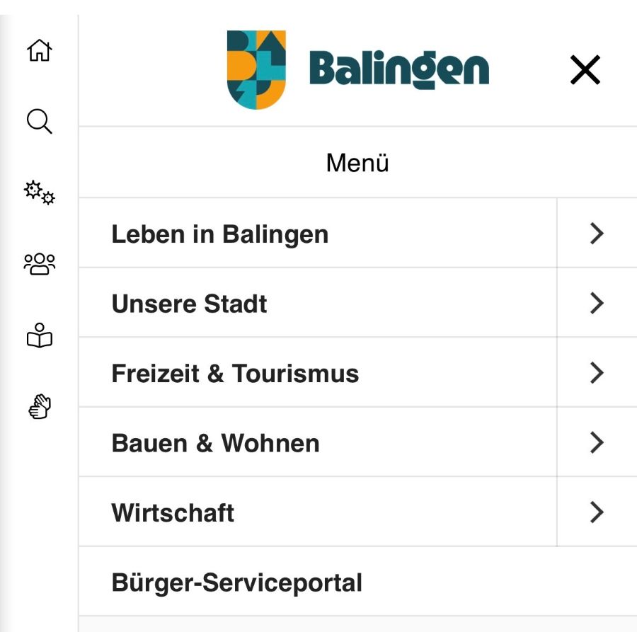 Platz der Kopfzeile und Menüzeile auf dem Smartphone