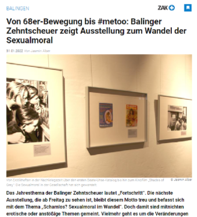 Screenshot des Artikels "Von 68er Bewegung bis #metoo" im Zollern-alb-Kurier