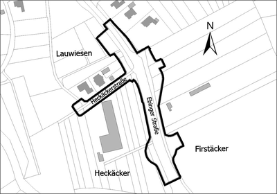 Lageplan mit Abgrenzung „Kreisverkehr Ebinger Straße Süd (Erschließung Zentralklinikum/Heckäcker)“, Balingen-Dürrwangen