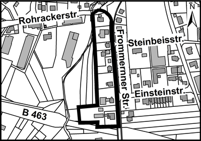Lageplan mit Abgrenzung Frommerner Straße/Untere Breite – 1. Änderung