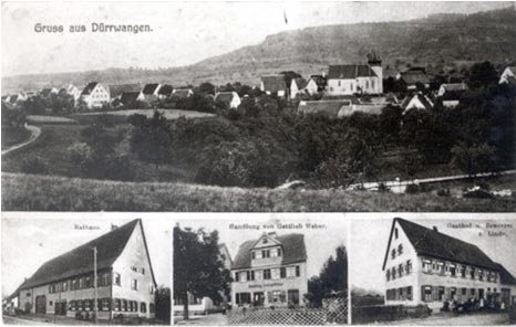 Historische Postkarte von Dürrwangen, etwa um 1900
