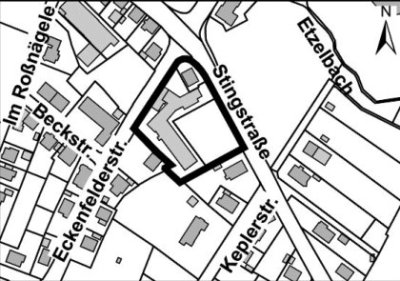Lageplan mit Abgrenzung Sondergebiet Eckenfelderstraße / Stingstraße