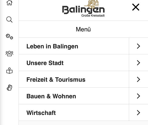 Platz der Kopfzeile und Menüzeile auf dem Smartphone
