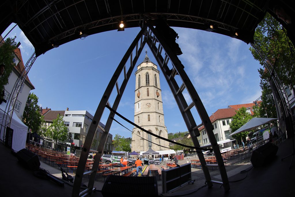 Aufbau auf dem Marktplatz