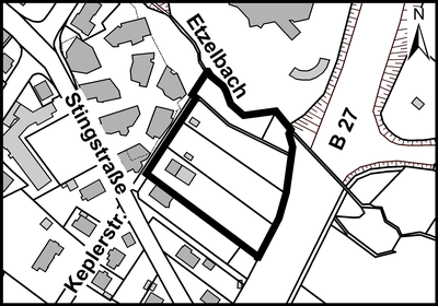 Lageplan mit Abgrenzung Keplerstraße/Etzelbach