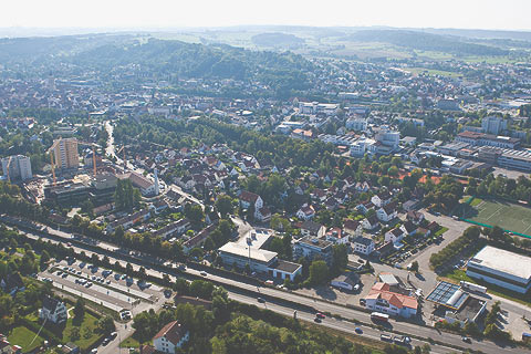 Sie sehen Balingen von oben.