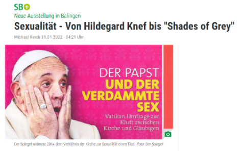 Screenshot des Artikels im Schwarzwälder Boten zeigt das Titelbild des Magazins DER SPIEGEL mit Papst Franziskus, der die Hände vors Gesicht schlägt
