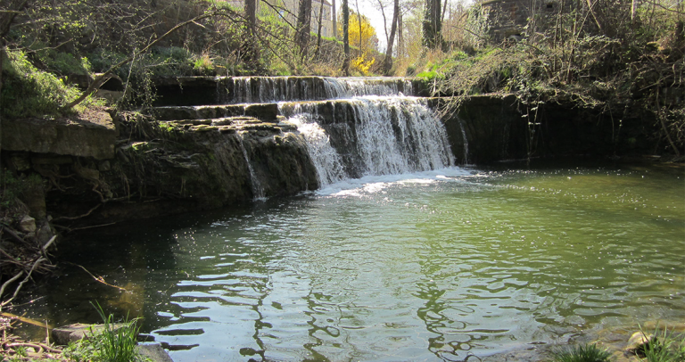 Der Wasserfall an der Steinach. Blick von den künftigen Steinachterrassen